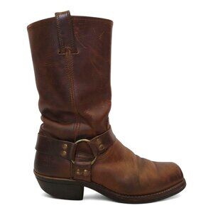 FRYE 12R Harness Boot Brown Oiled Leather Western Cowgirl Mid Calf Engineer Moto